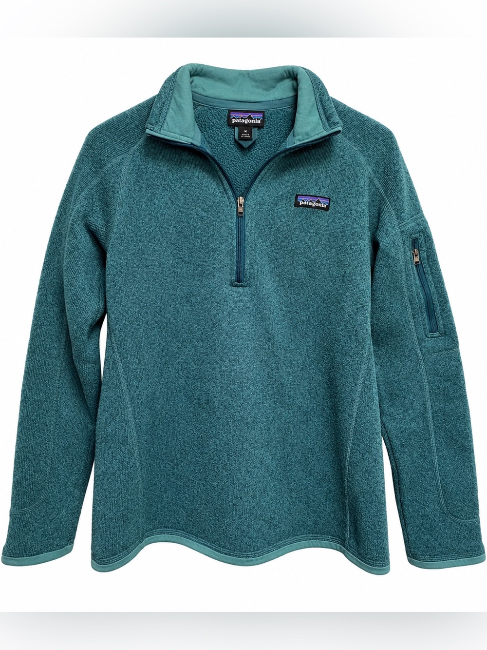 Patagonia Better Sweater 1/4 Zip Fleece Pullover Teal Blue Women Size Medium